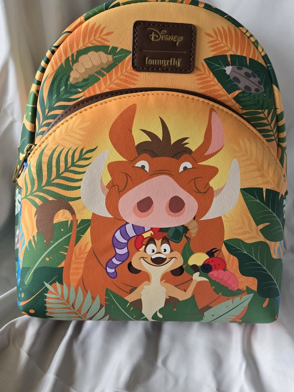 Loungefly Yellow & Green The Lion King Pumbaa and Timon Mini Backpack